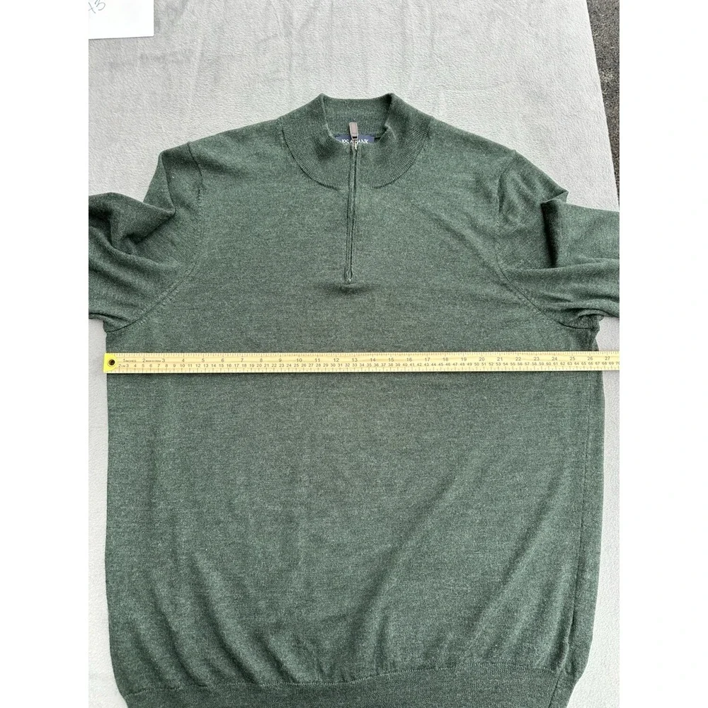 Jos A Bank Men's 3XLT Merino Wool 1/4 Zip Sweater Green Tailored Fit Tall